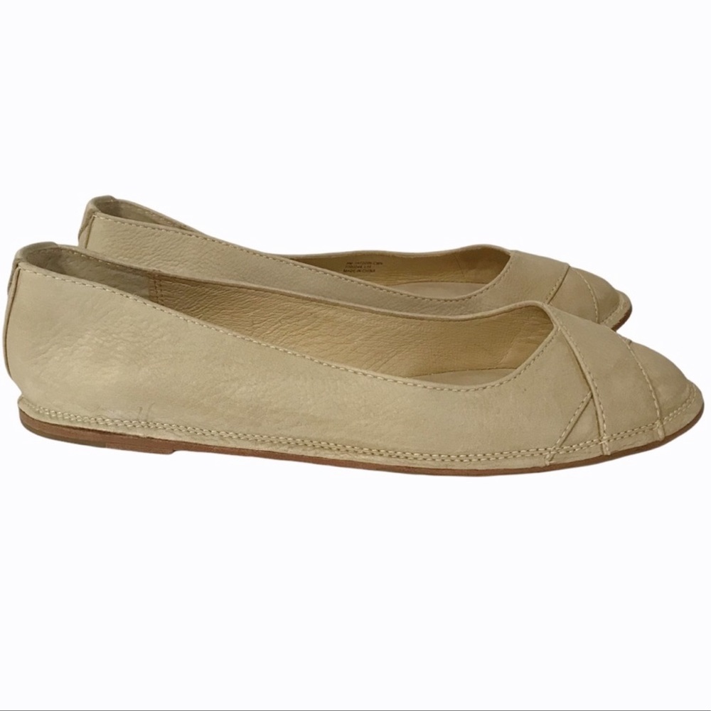 Frye Ember Cross Leather Ballet Flat Cement Nubuck